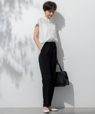 23区 【Oggi7月号掲載/吸水速乾/接触冷感/UVカット】ストレッチジョーゼット テーパード パンツ ブラック系