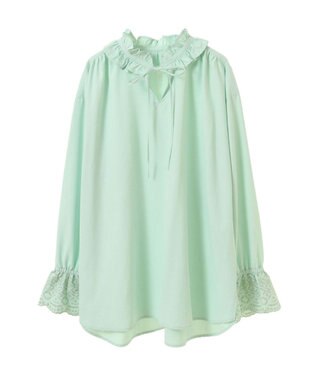 CRAFT STANDARD BOUTIQUE デシンフリル刺繍スリーブブラウス Green
