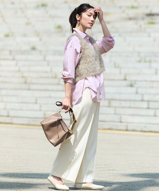 ANY L ロングシャギーニットベスト ベージュ