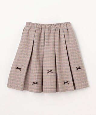 ANY KIDS リボンプリーツスカパン ブラウン×チェック