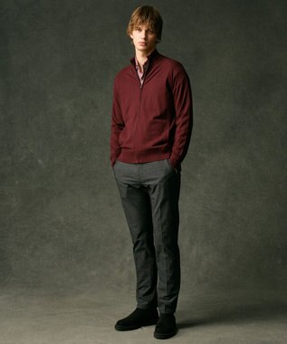 JOSEPH ABBOUD 【チクチクしない/イージーケア/3シーズン対応/サスティナブル】SNOWY  スタンドジップカーディガン ワイン系