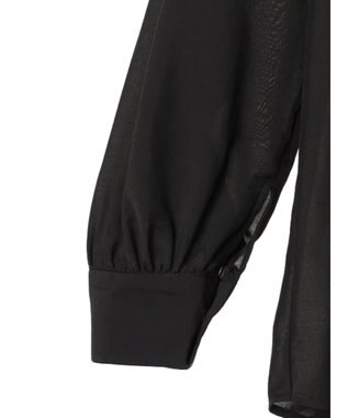 earth music&ecology フリルスリーブシャツ Black