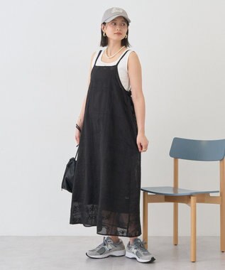 AMERICAN HOLIC シアー刺繍キャミワンピース（ペチコート付き） Black