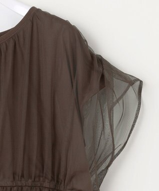 ANY SIS 【洗える】チュールペプラム ブラウス ダークブラウン系
