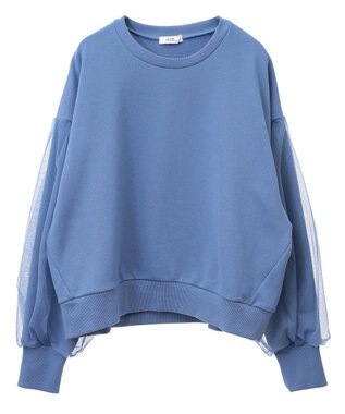 earth music&ecology チュールスリーブスウェット Blue