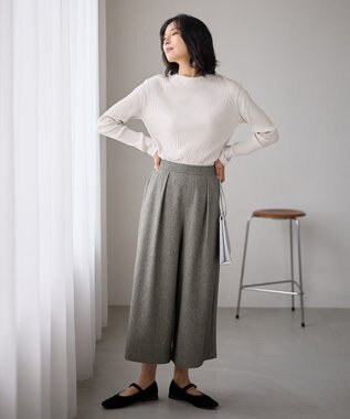 ANY テレコハイネックロングスリーブＴシャツ グレージュ