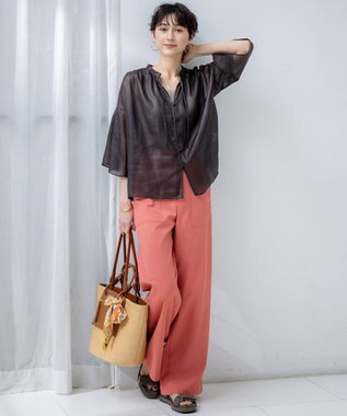 23区 雑材 トートバッグ ナチュラル×ブラウン