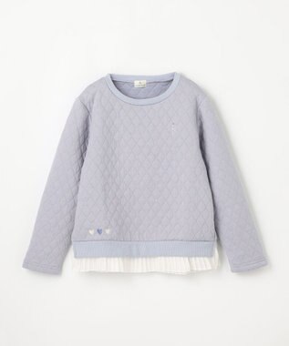 組曲 KIDS 【110-140㎝】ハートキルトジャガード トレーナー サックス系