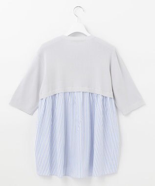 自由区 【洗える】ハイツイストコットンアセテート バックデザイン プルオーバーニット ライトグレー系1