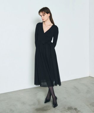GRACE CONTINENTAL チュールコンビニットワンピース ブラック