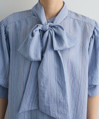 Green Parks ２ＷＡＹボウタイバルーンスリーブブラウス Sax