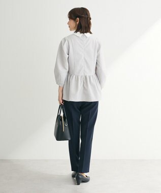 Green Parks ef-de 衿取り外しペプラムブラウス Light Gray