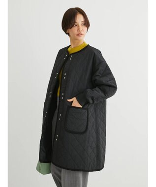 Green Parks キルティングミドル丈コート Black