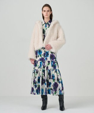 GRACE CONTINENTAL フラワープリントティアードワンピース ホワイト