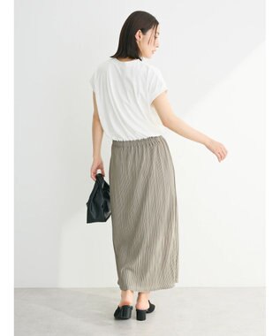 Green Parks プリーツドッキングフレンチワンピース Gray Beige