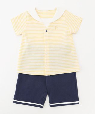 組曲 KIDS 【80-90cm】セーラーボーダー セットアップ イエロー系1