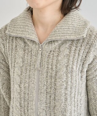 Green Parks 衿付きケーブルｚｉｐカーディガン Light Beige