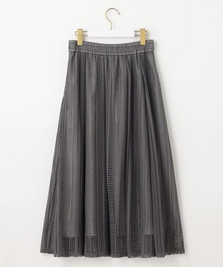 ANY SIS 【洗える】ストライプメッシュレース スカート スレート