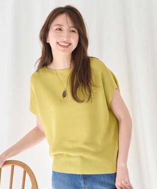 ANY 【洗濯機可能/アンチピリング/UVケア】アクリルガーターコクーンニット イエロー