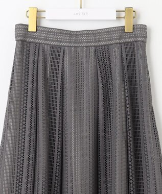 ANY SIS 【洗える】ストライプメッシュレース スカート スレート