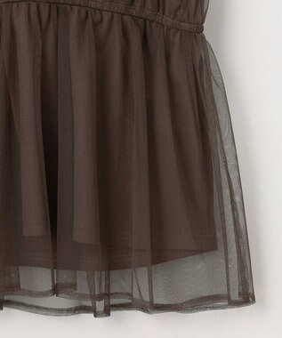 ANY SIS 【洗える】チュールペプラム ブラウス ダークブラウン系