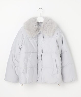 Feroux ファーカラー付き・ダウン見え中綿 ジャケット ライトグレー系