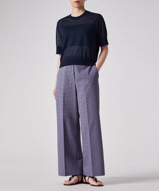 Paul Smith 【洗える】シアーボーダー 半袖ニット ネイビー