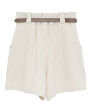 earth music&ecology ベルト付きタブデザインショートパンツ Ivory