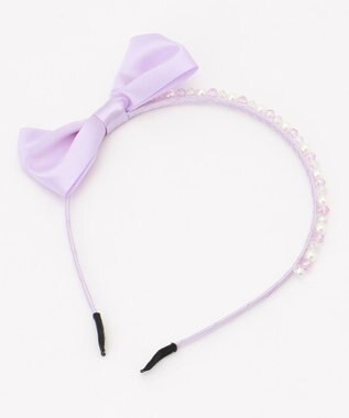 ANY KIDS ビーズ × リボン カチューシャ ラベンダー