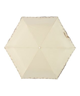 MOONBAT estaa 晴雨兼用 折りたたみ傘 ハートエンブロイダリー 日傘 遮光 遮熱 UV ベージュ
