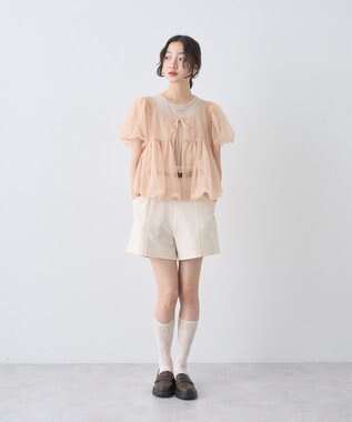 earth music&ecology ベルト付きタブデザインショートパンツ Ivory