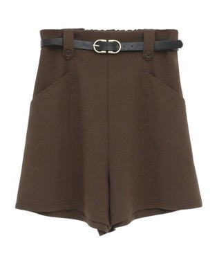 earth music&ecology ベルト付きタブデザインショートパンツ Brown