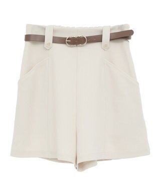 earth music&ecology ベルト付きタブデザインショートパンツ Ivory