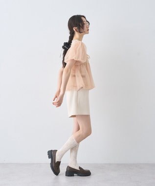 earth music&ecology ベルト付きタブデザインショートパンツ Ivory