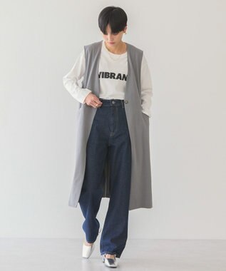 AMERICAN HOLIC Ｖネックロングジレ Gray Mixture