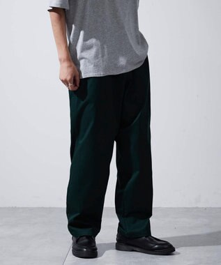 WEGO 【ユニセックス着用ITEM/ウエストゴム/手洗い可】チノイージーワイドパンツ ダークグリーン