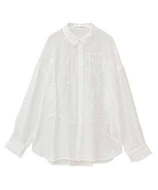 Green Parks ・ＥＬＥＮＣＡＲＥ　ＤＵＥ　テープ刺繍シアーシャツ Off White