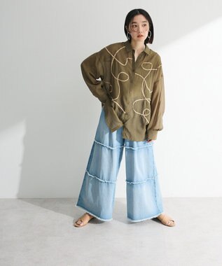 Green Parks ・ＥＬＥＮＣＡＲＥ　ＤＵＥ　テープ刺繍シアーシャツ Khaki