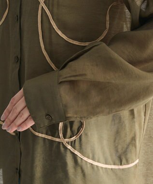 Green Parks ・ＥＬＥＮＣＡＲＥ　ＤＵＥ　テープ刺繍シアーシャツ Khaki