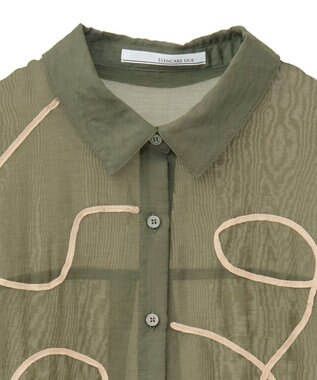 Green Parks ・ＥＬＥＮＣＡＲＥ　ＤＵＥ　テープ刺繍シアーシャツ Khaki