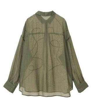 Green Parks ・ＥＬＥＮＣＡＲＥ　ＤＵＥ　テープ刺繍シアーシャツ Khaki