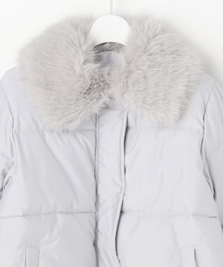 Feroux ファーカラー付き・ダウン見え中綿 ジャケット ライトグレー系