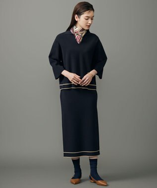 自由区 S レーヨンストレッチスキッパー ニット ネイビー