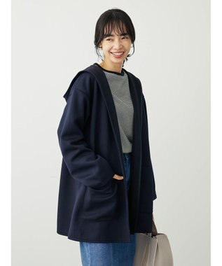 Green Parks ポンチフード付きカットカーディガン Dark Navy