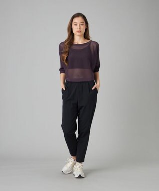 Chacott Chacott BALANCE【ノーソイングニット】７分袖メッシュニットＴシャツ ブラックベリー