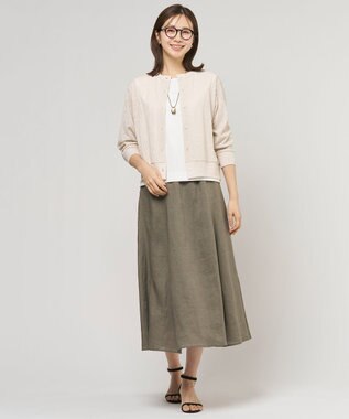 J.PRESS LADIES L 【冷房対策に】レーシー カーディガン グレージュ系