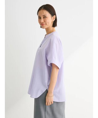 Green Parks 綿麻混フレンチスリーブスキッパーシャツ Lilac