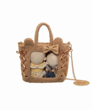 WEGO 【痛バ＆推し活グッズ】耳付きレースアップミニぬいショルダー ブラウン
