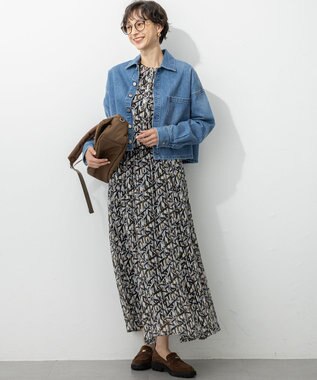 23区 L 【洗える】Ratti アブストラクトプリント スカート ブラックプリント