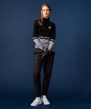 23区GOLF 【WOMEN】【ウォッシャブル 】バイカラー ニットソー ブラック系